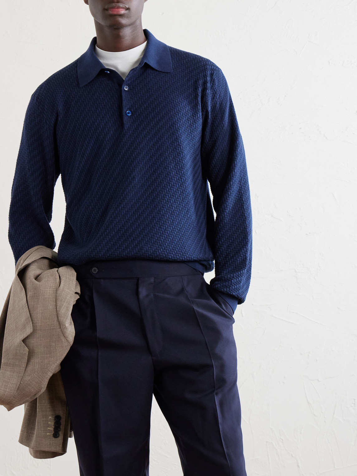 Cotton, Silk And Cashmere-Blend Polo Shirt