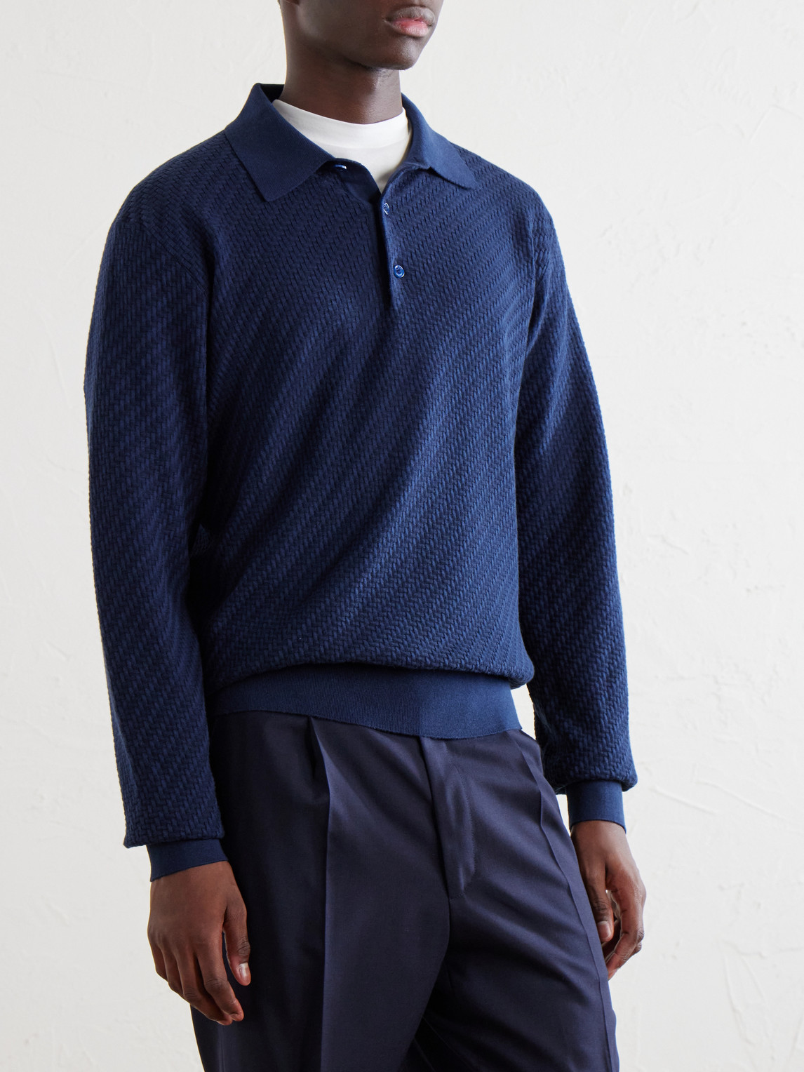 Cotton, Silk And Cashmere-Blend Polo Shirt