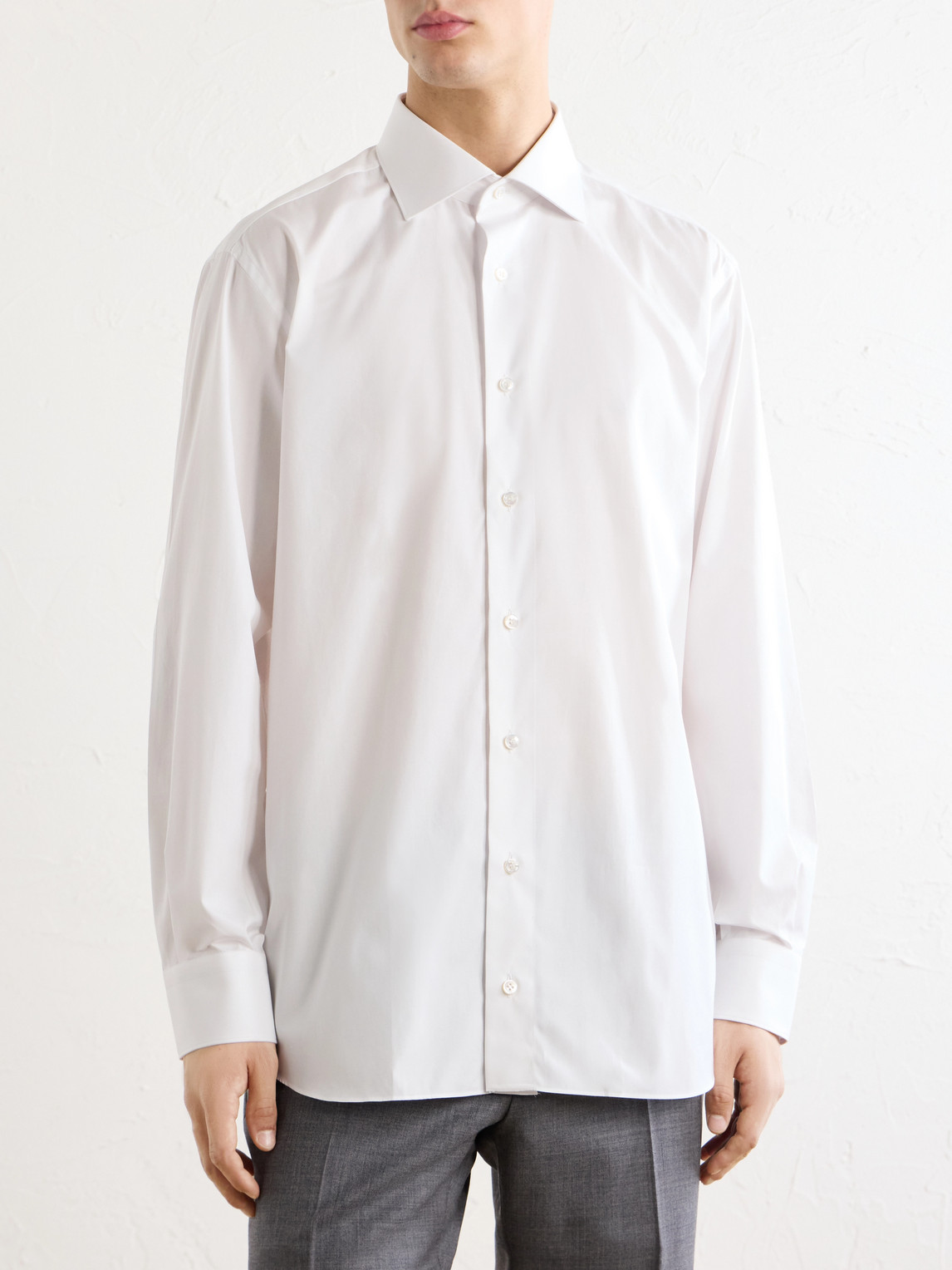 Cutaway-Collar Cotton Shirt