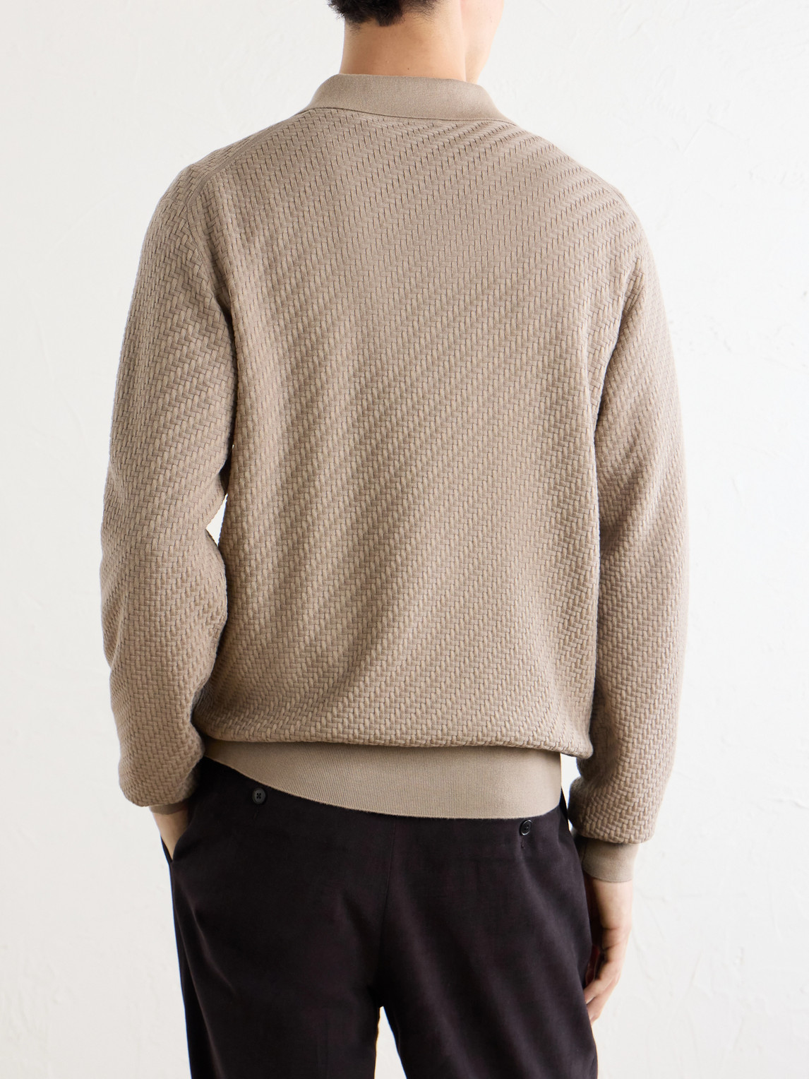 Woven Cotton, Cashmere And Silk-Blend Polo Sweater