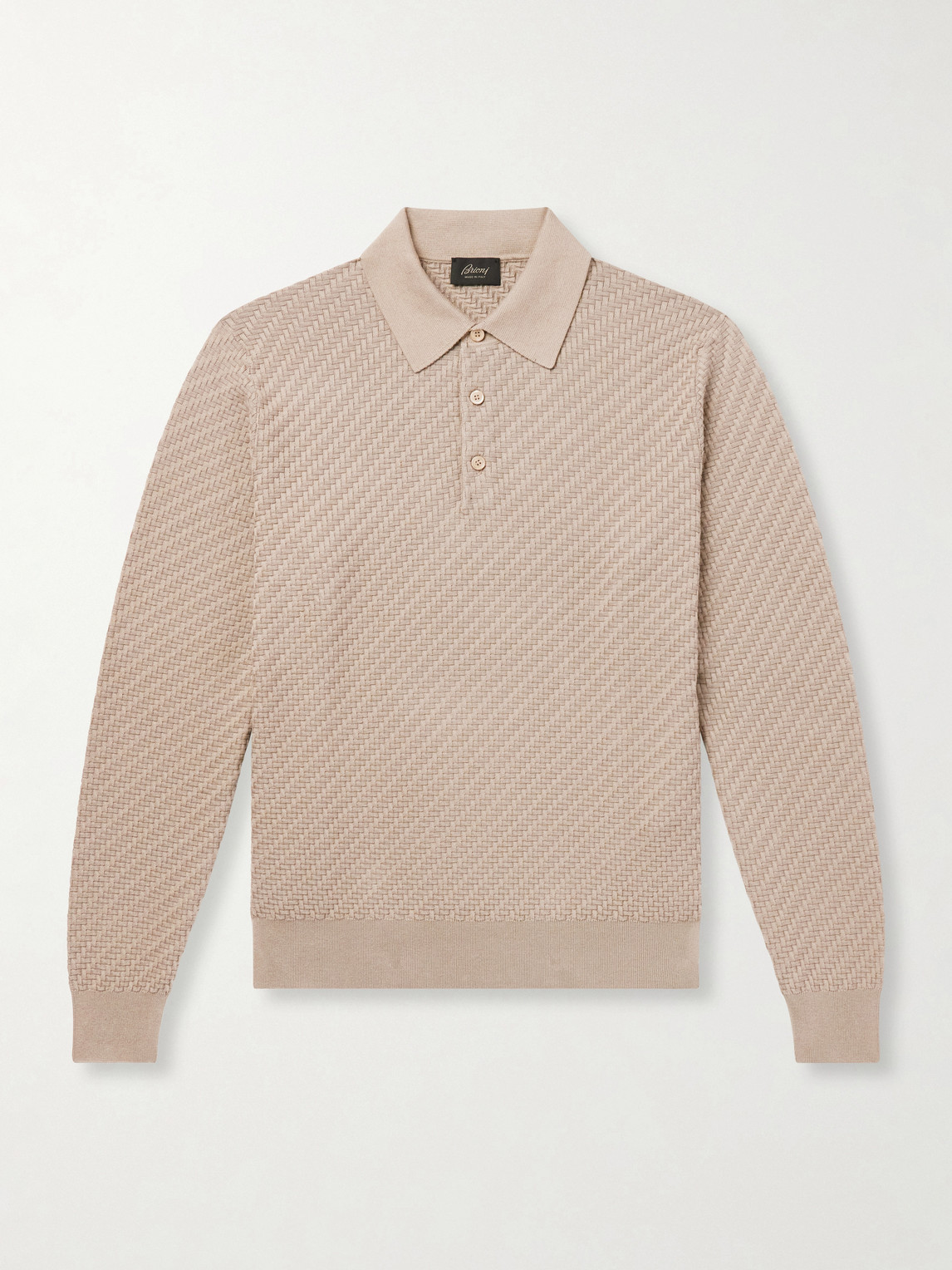 Woven Cotton, Cashmere And Silk-Blend Polo Sweater