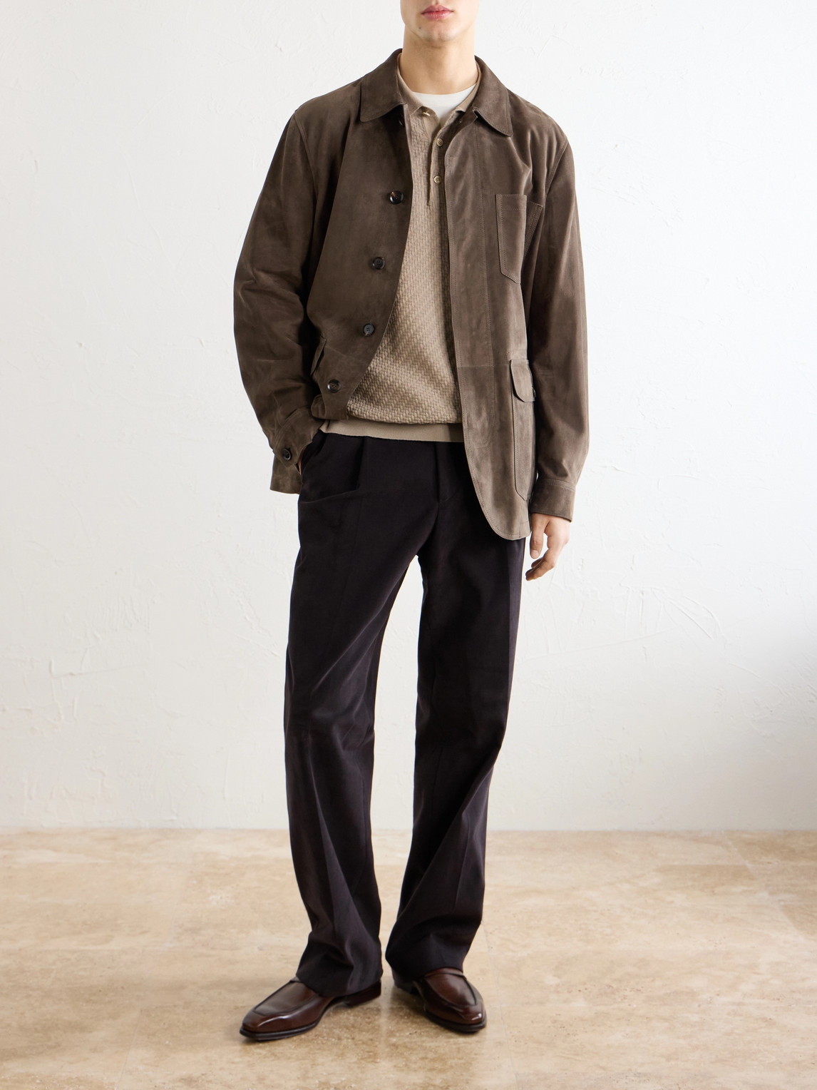 Woven Cotton, Cashmere And Silk-Blend Polo Sweater