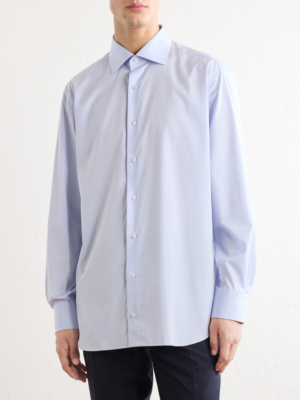Cutaway-Collar Cotton Shirt