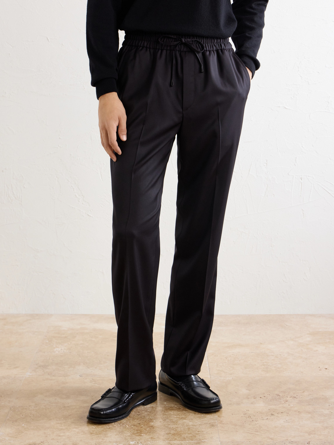 Asolo Straight-Leg Wool Drawstring Trousers