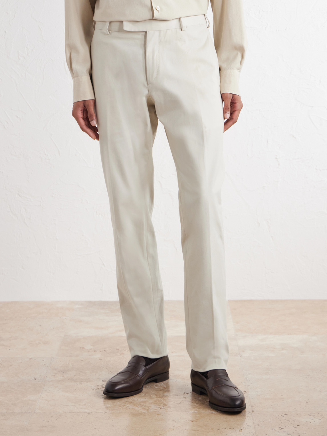 Straight-Leg Stretch-Cotton Gabardine Trousers