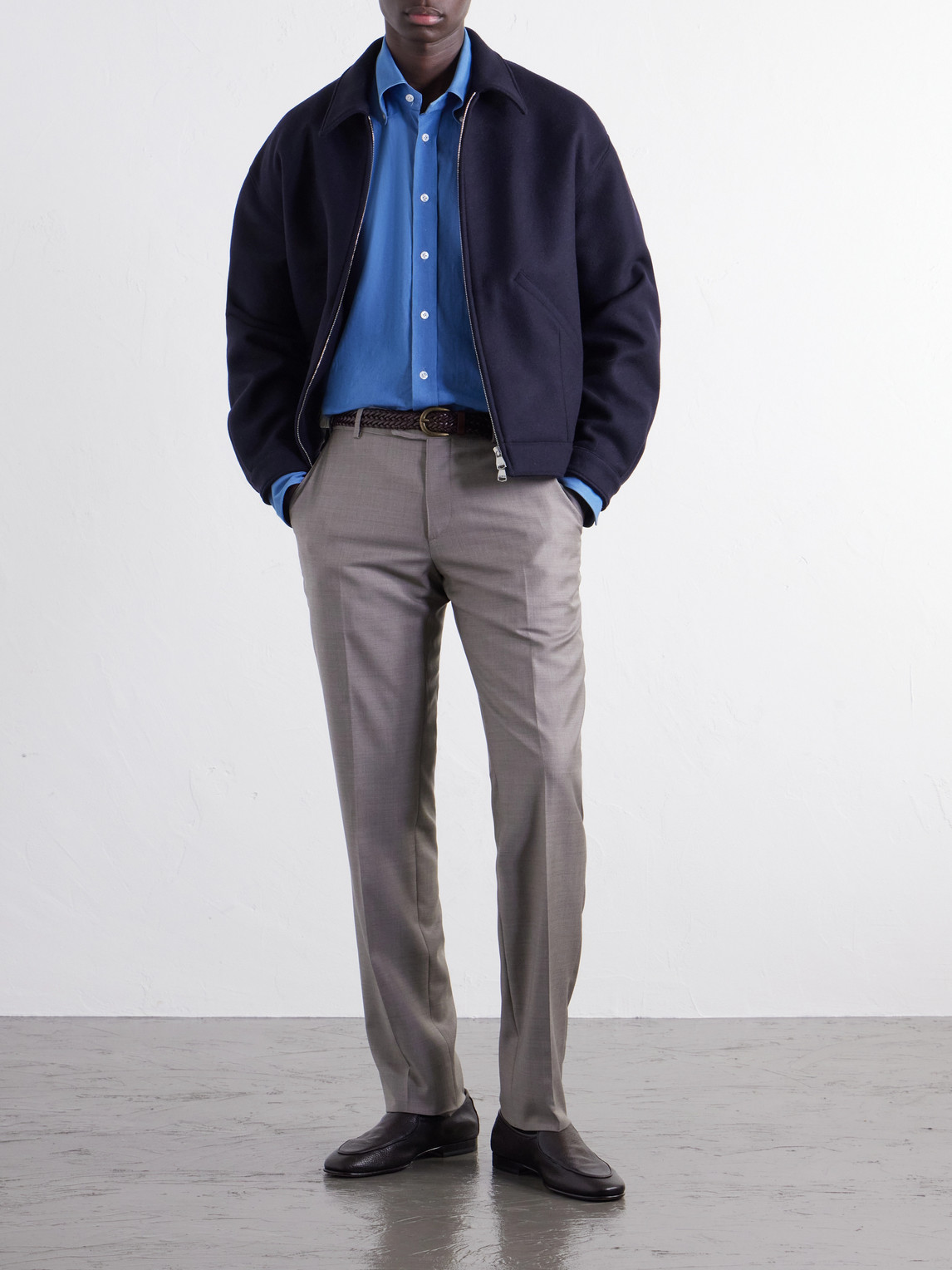 Wool-Gabardine Trousers Slim-Fit