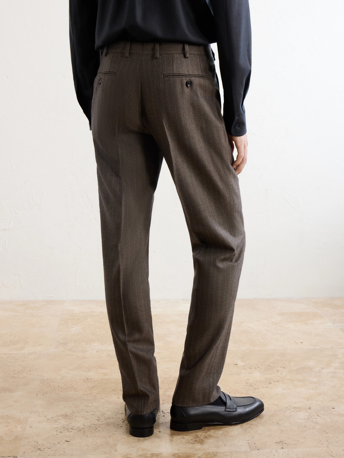 Plume Straight-Leg Herringbone Wool Suit Trousers