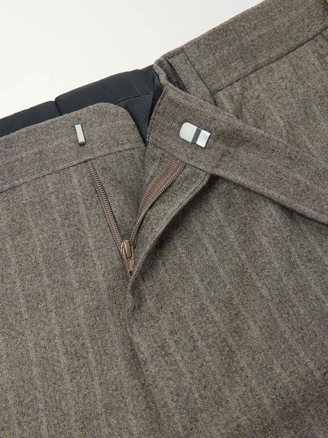 Plume Straight-Leg Herringbone Wool Suit Trousers