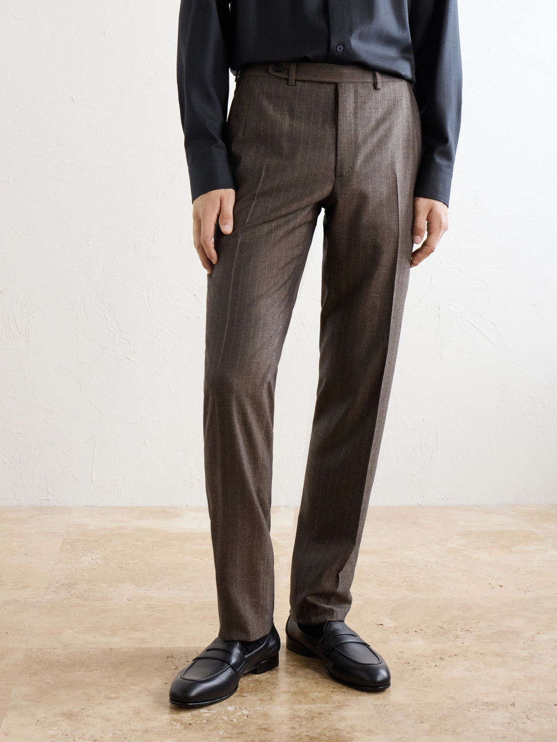 Plume Straight-Leg Herringbone Wool Suit Trousers