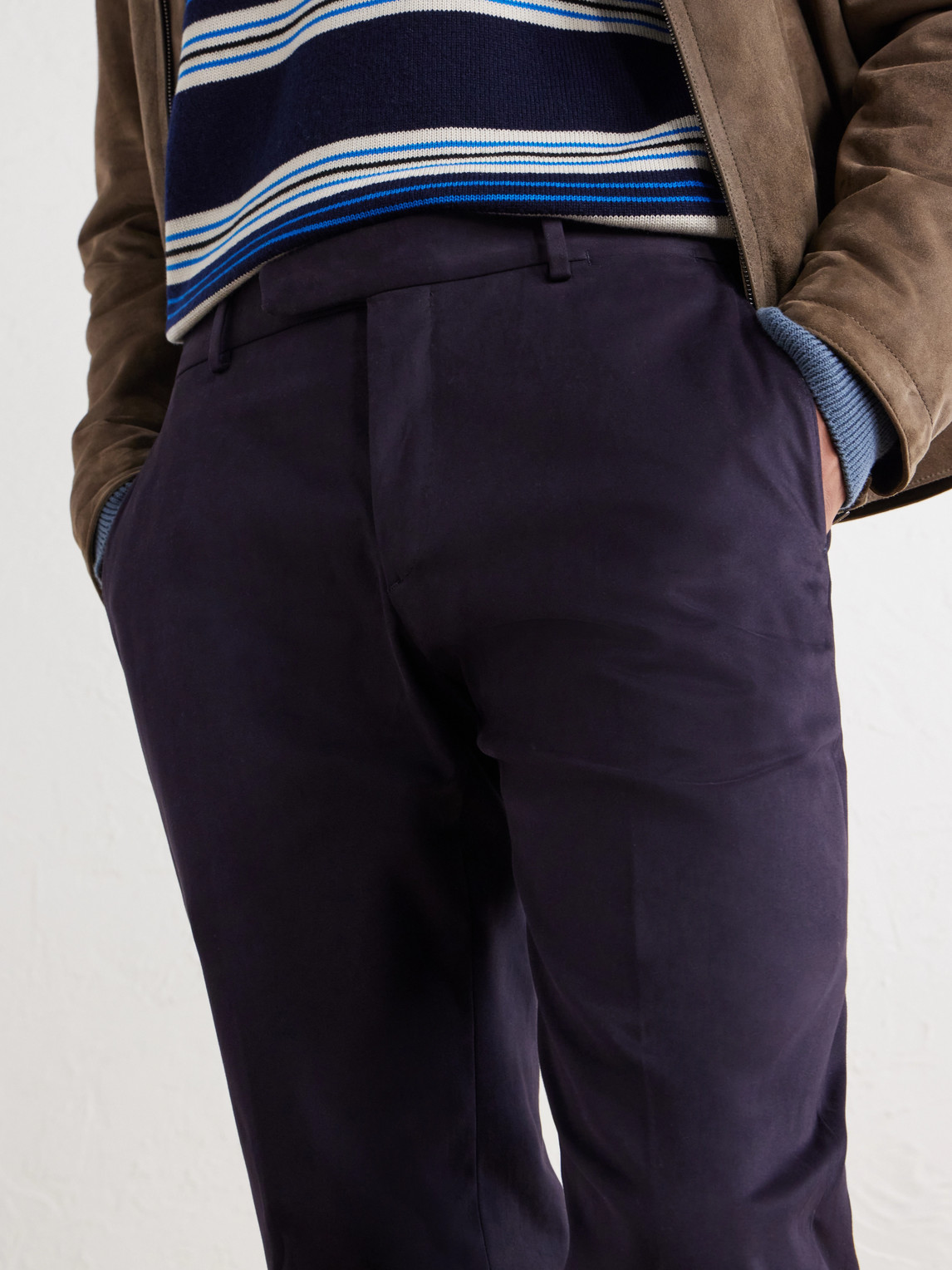 Tapered Brushed Cotton-Blend Gabardine Trousers