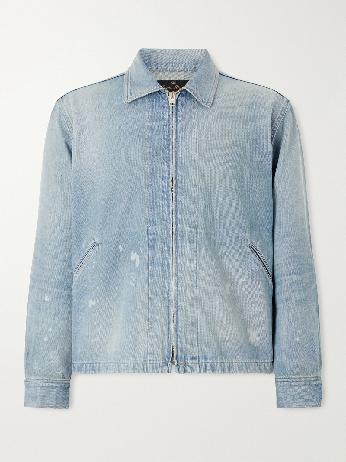 Fullcount Distressed Denim Zip-up Jacket In Blue