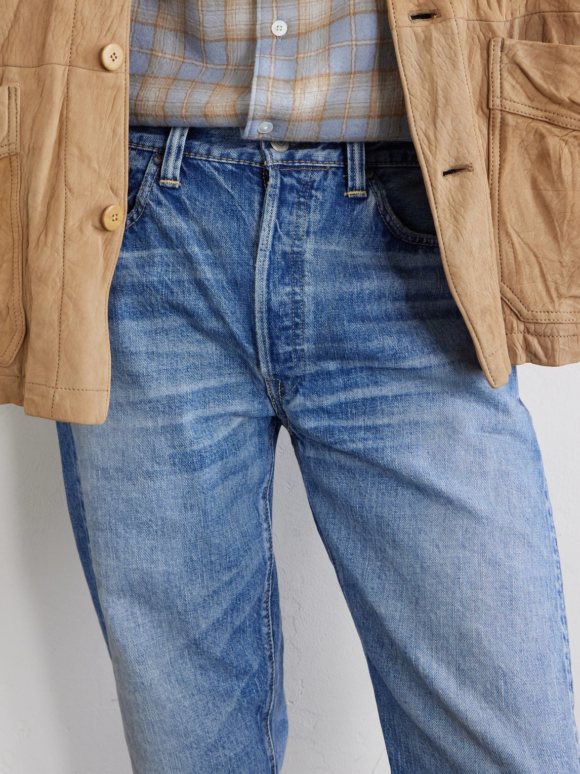 Dartford 1341-1101 Straight-Leg Distressed Selvedge Jeans