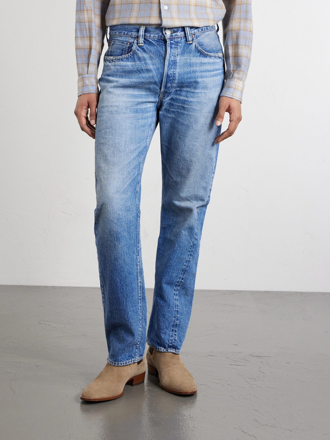 Dartford 1341-1101 Straight-Leg Distressed Selvedge Jeans