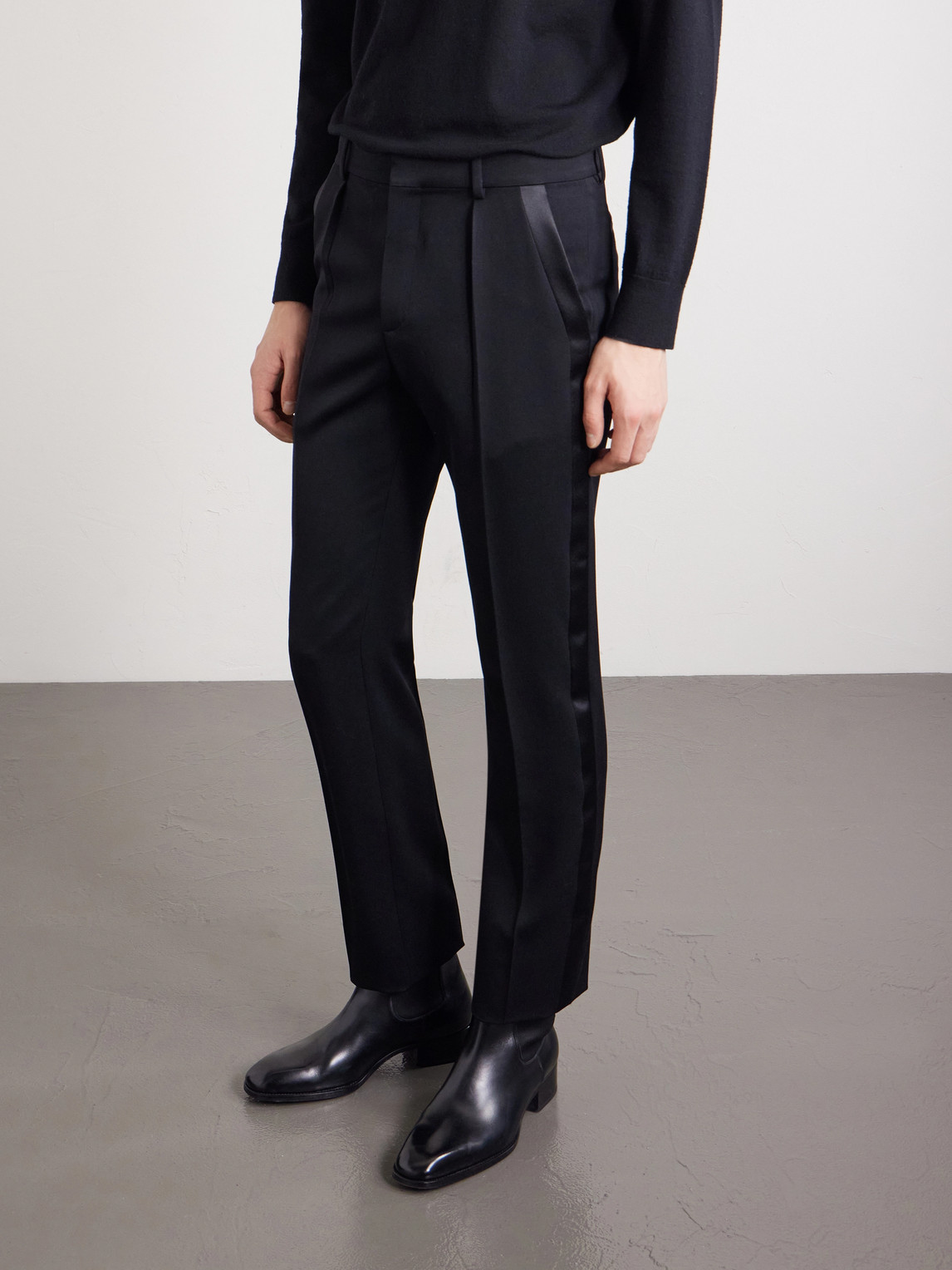 Slim-Fit Satin-Trimmed Grain De Poudre Wool Tuxedo Trousers