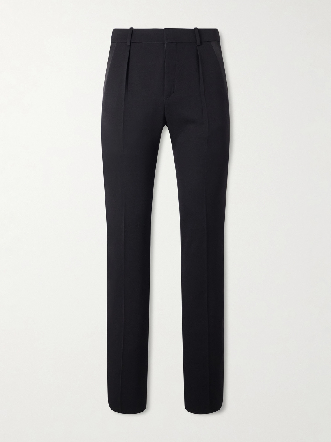 Saint Laurent Slim-Fit Satin-Trimmed Grain De Poudre Wool Tuxedo Trousers FR 46