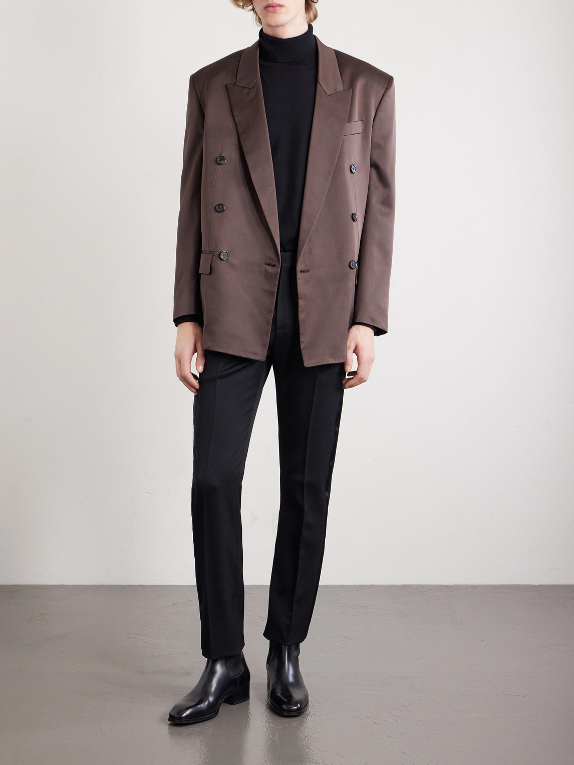 Slim-Fit Satin-Trimmed Grain De Poudre Wool Tuxedo Trousers