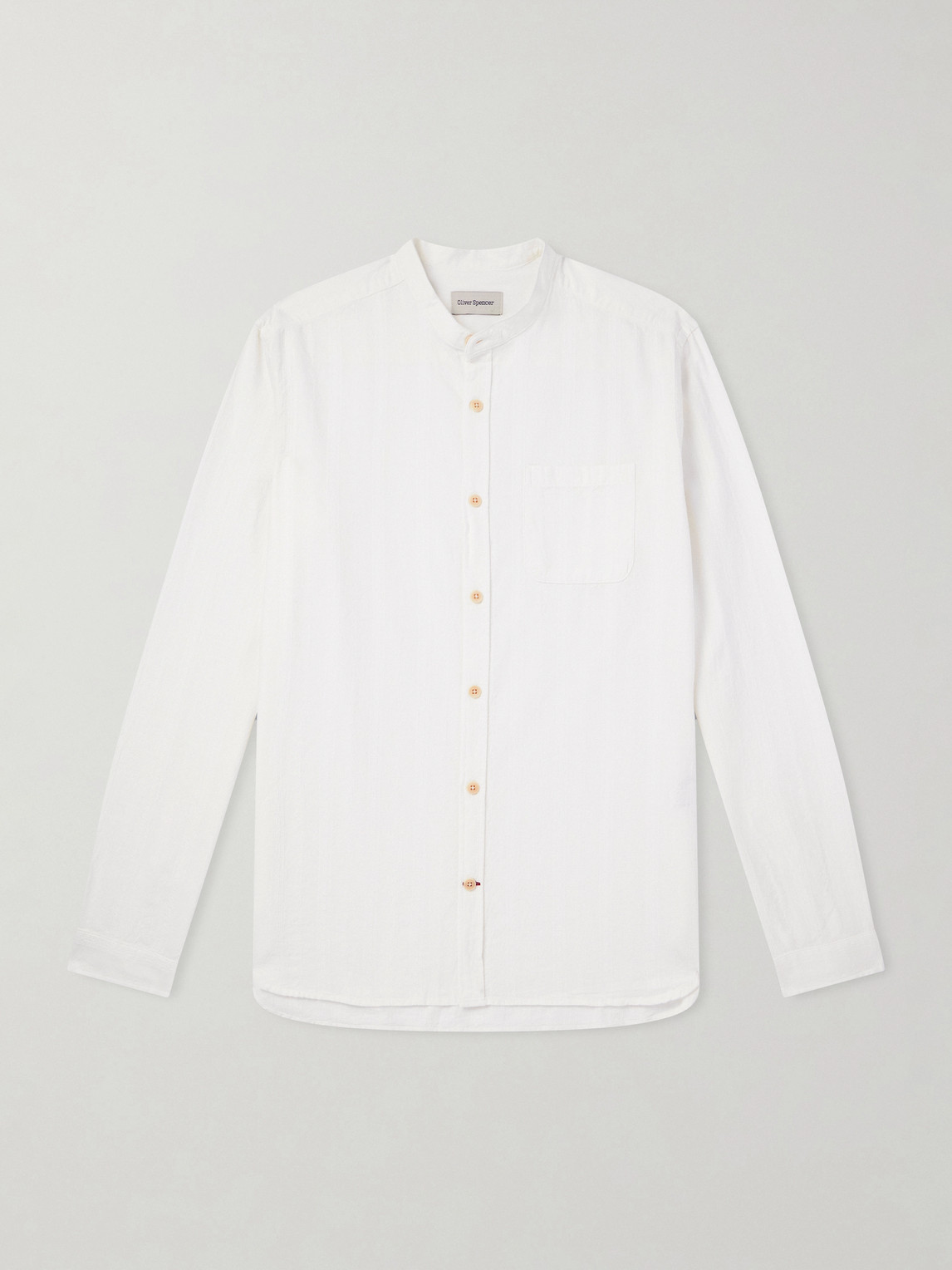 Oliver Spencer Grandad-collar Striped Cotton Shirt In White