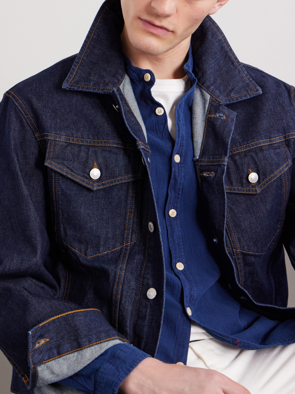 Kildale Grandad-Collar Cotton Shirt