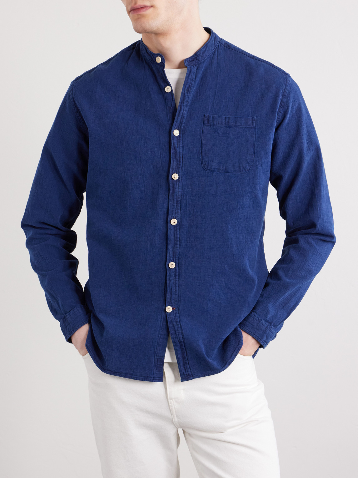 Kildale Grandad-Collar Cotton Shirt