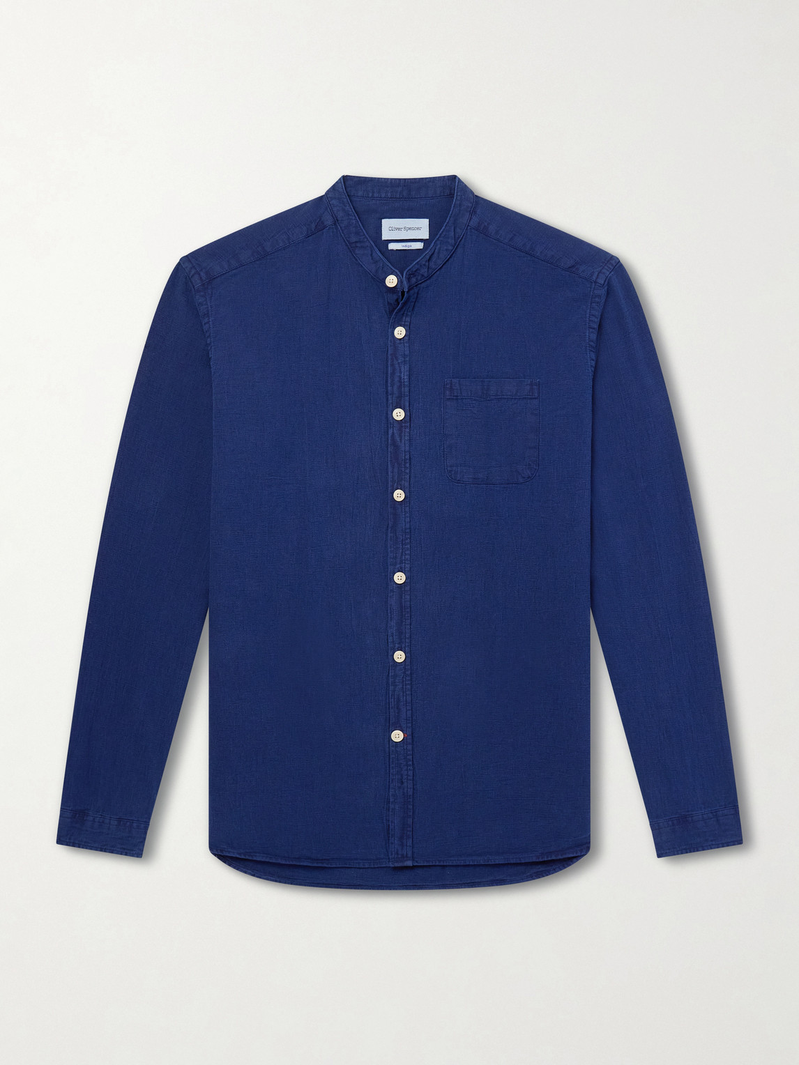 Oliver Spencer Kildale Grandad-collar Cotton Shirt In Brown