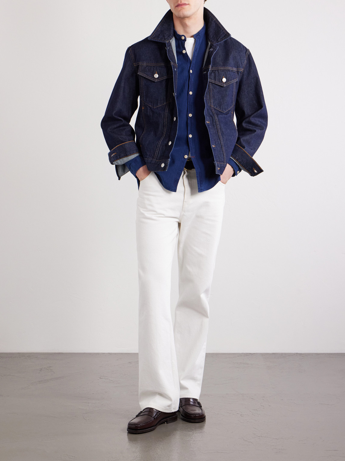 Kildale Grandad-Collar Cotton Shirt