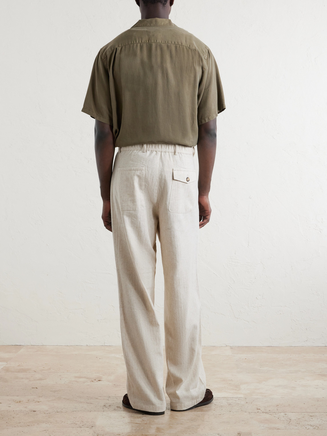 Cotton And Linen-Blend Drawstring Trousers