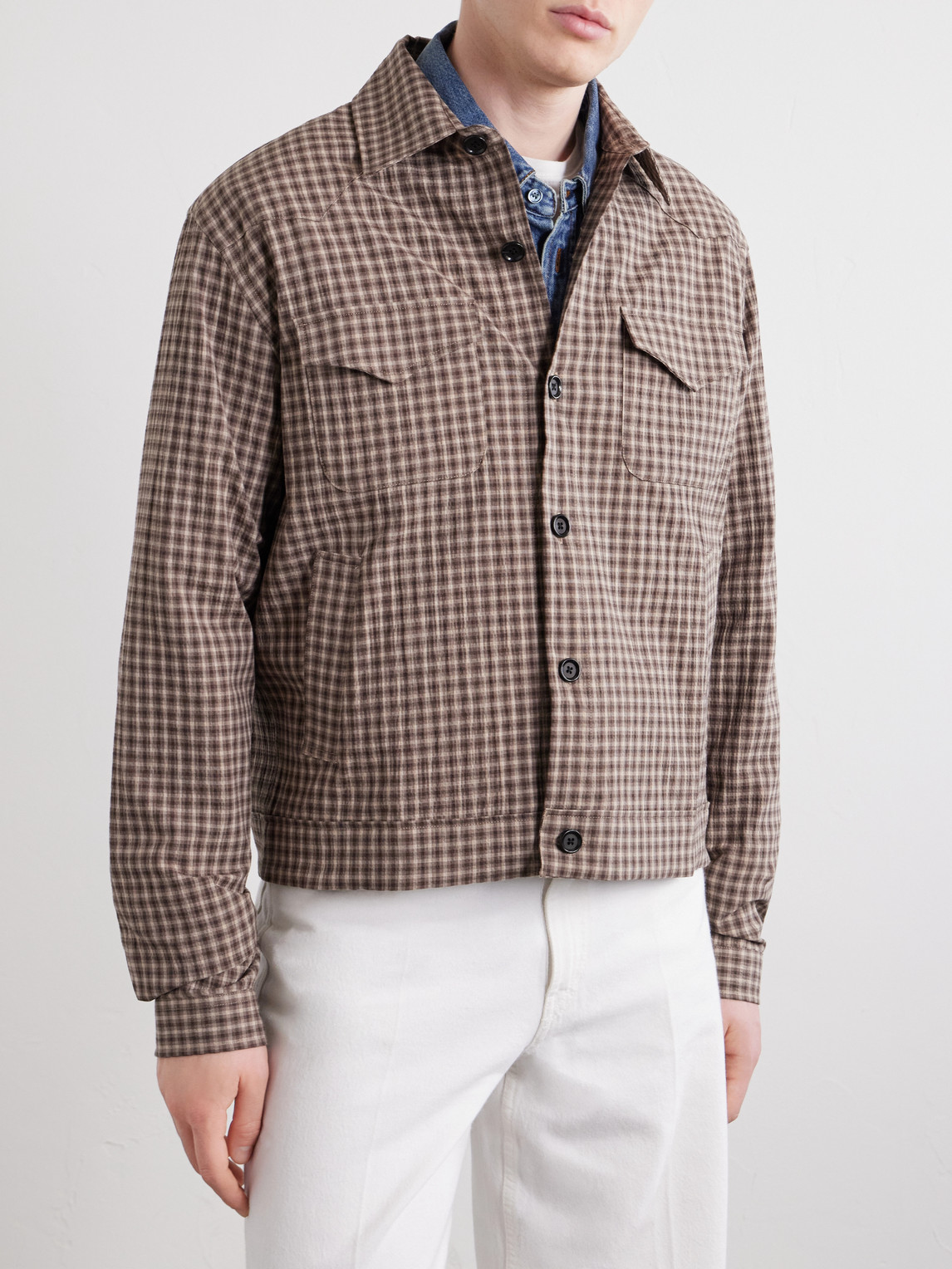  Oliver Spencer - Witley Checked Cotton-blend Jacket - Men - Brown - Xs 