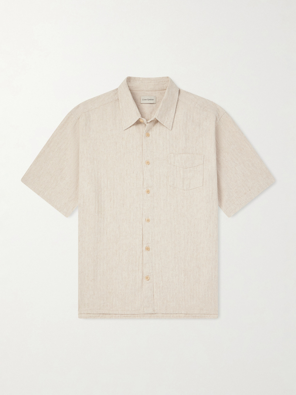 Oliver Spencer Palermo Striped Cotton And Linen-blend Shirt In Neutral