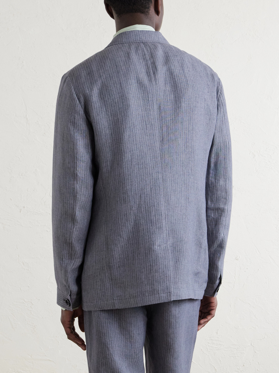 Wilkins Pinstriped Linen Suit Jacket