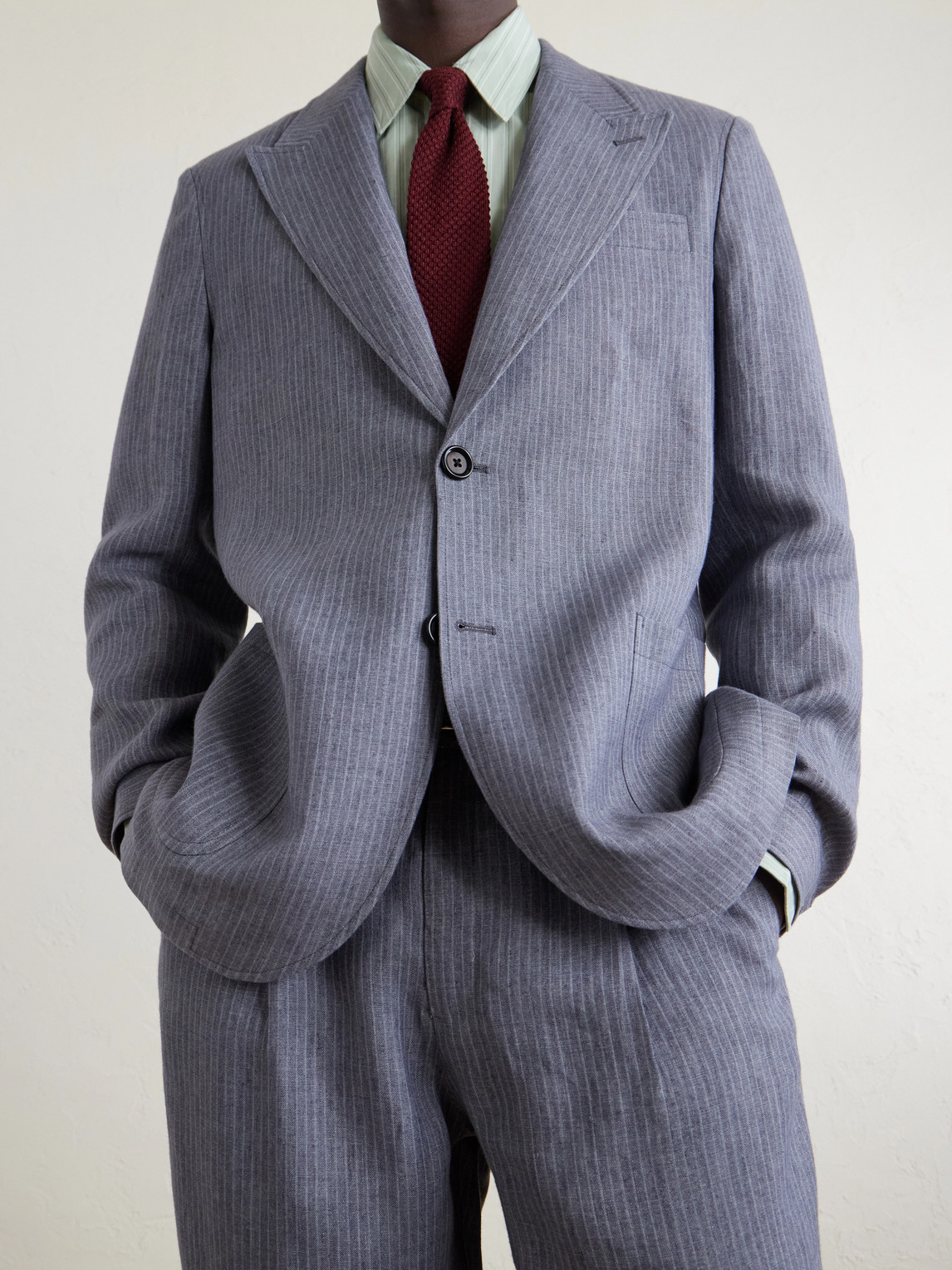 Wilkins Pinstriped Linen Suit Jacket