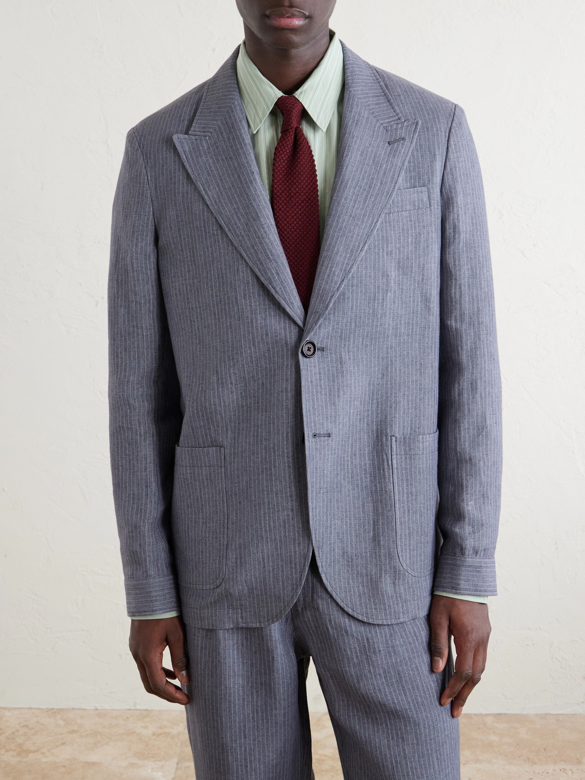 Wilkins Pinstriped Linen Suit Jacket