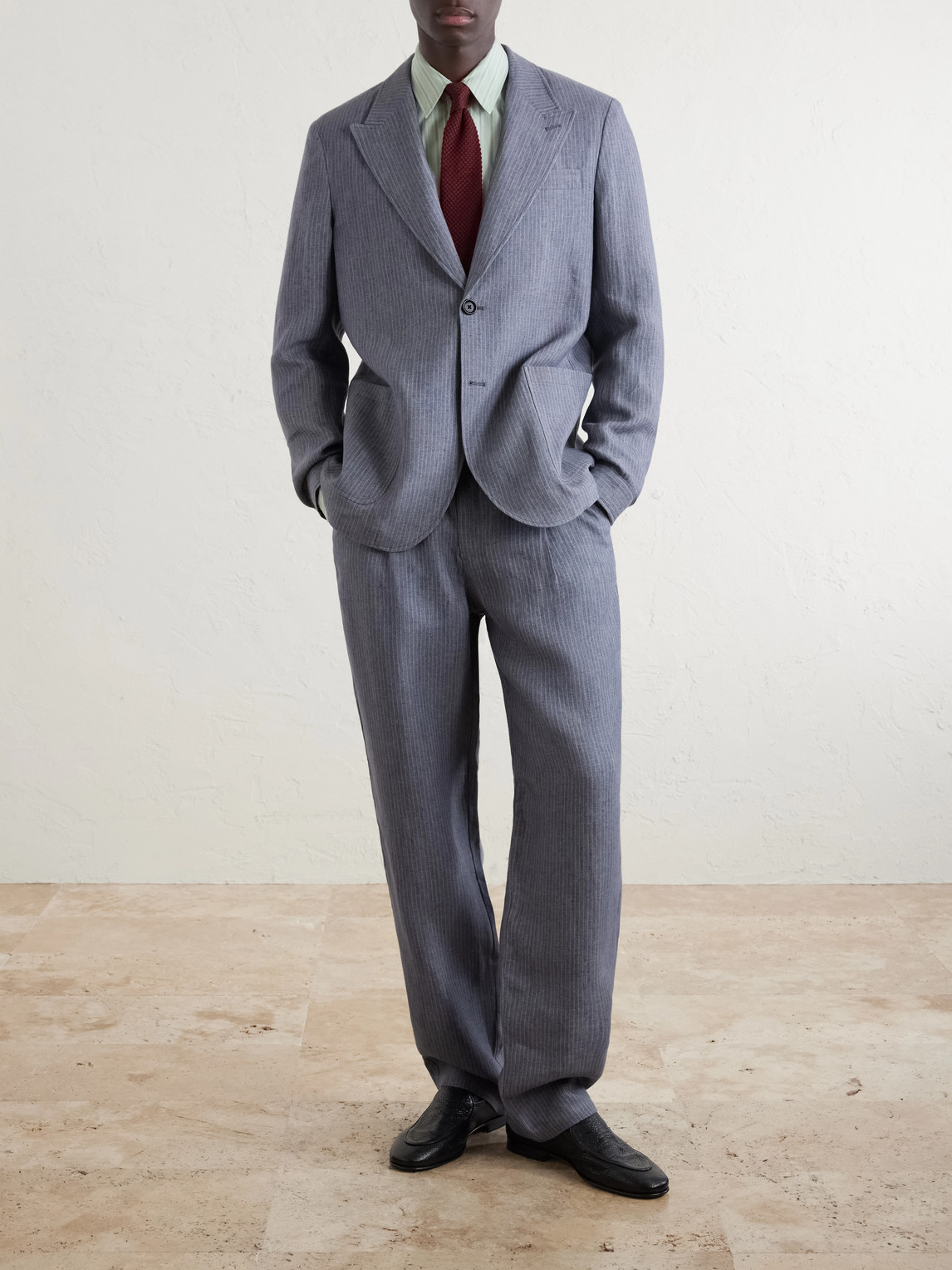 Wilkins Pinstriped Linen Suit Jacket