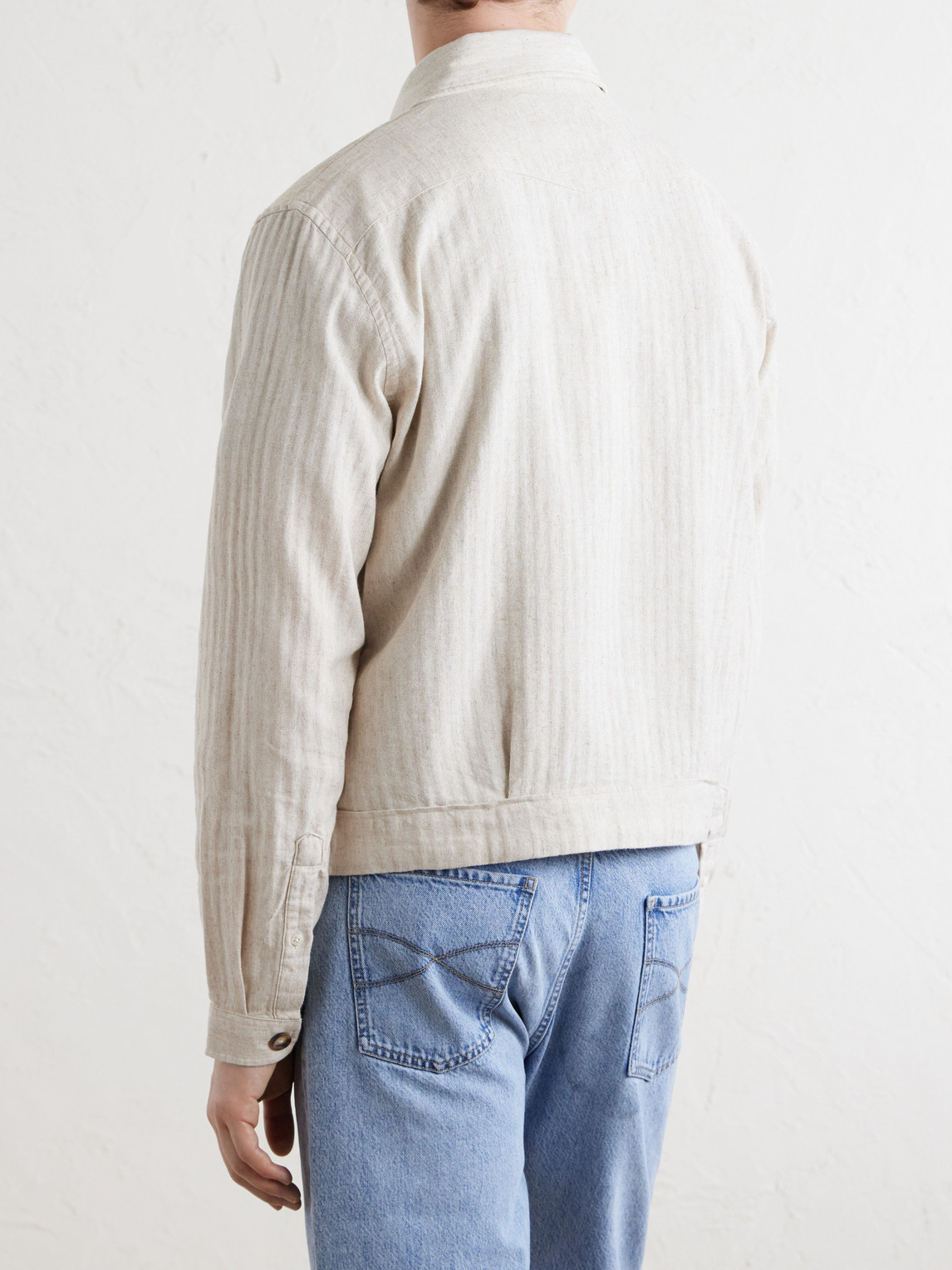  Oliver Spencer - Witley Striped Cotton And Linen-blend Jacket - Men - Neutrals - Xs 