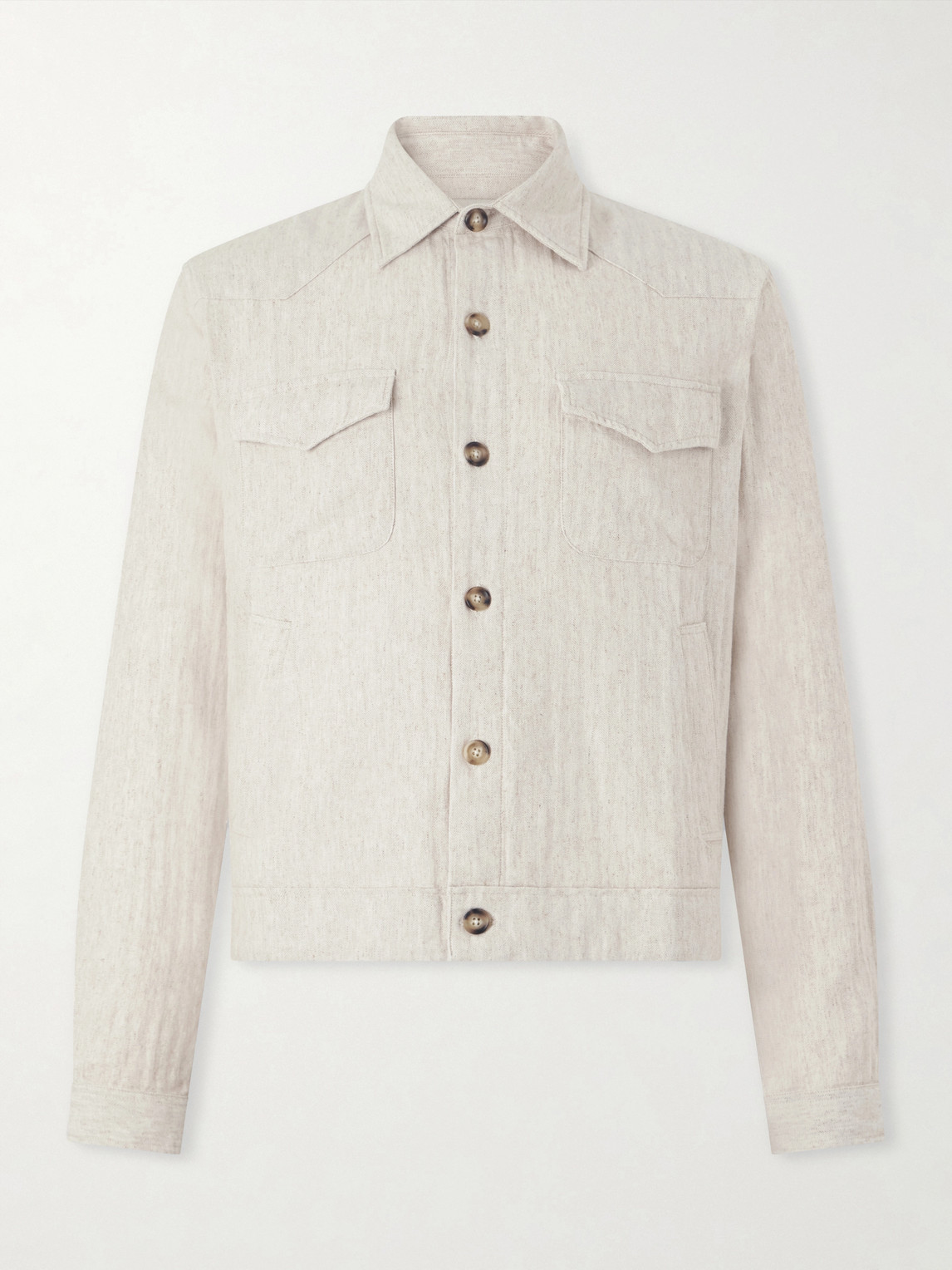 Oliver Spencer Witley Striped Cotton And Linen-blend Jacket In White