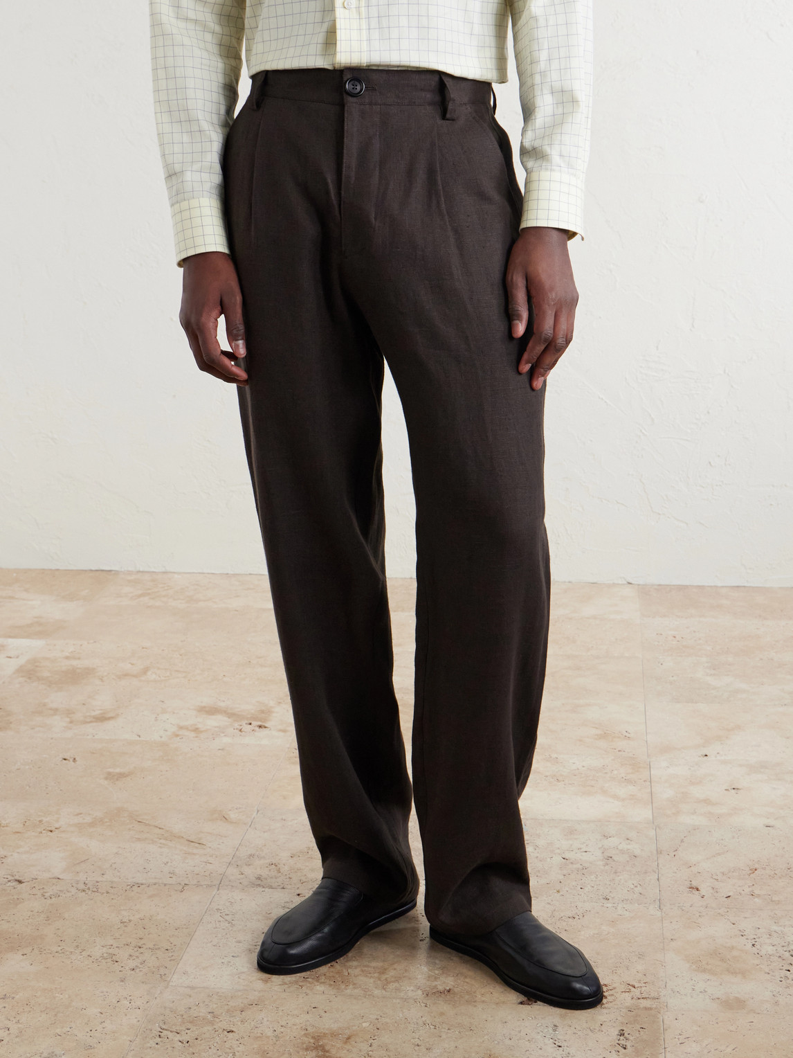 Coney Straight-Leg Pleated Linen Suit Trousers