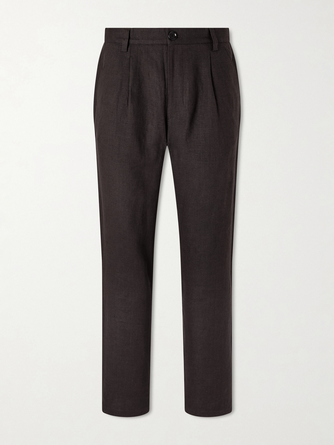 Oliver Spencer Coney Straight-leg Pleated Linen Suit Trousers In Brown