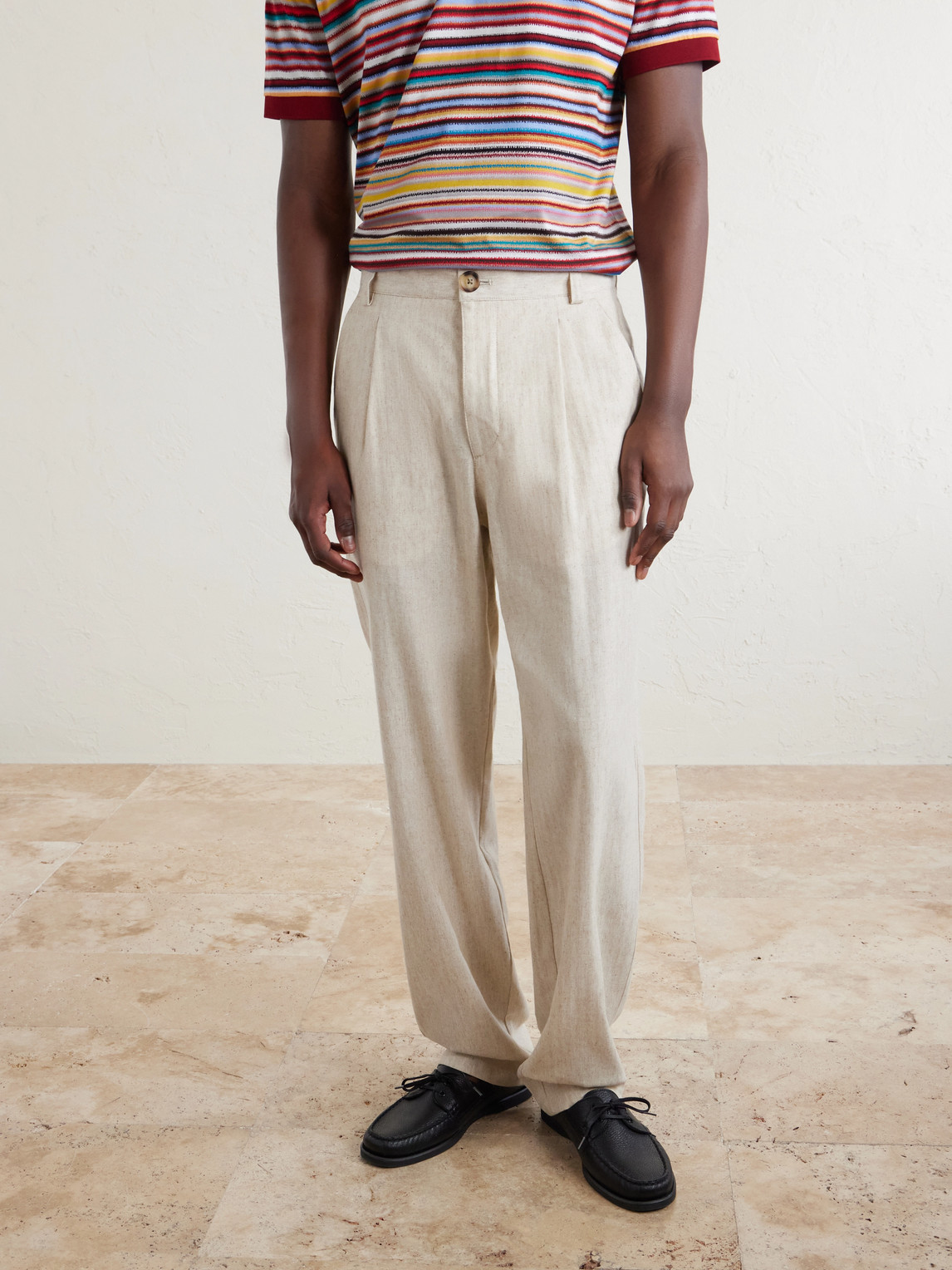  Oliver Spencer - Morton Straight-leg Pleated Cotton And Linen-blend Trousers - Men - Neutrals - Uk/us 28 