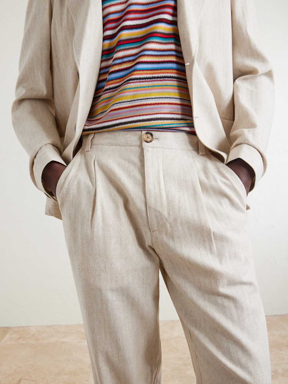 Morton Straight-Leg Pleated Cotton And Linen-Blend Trousers