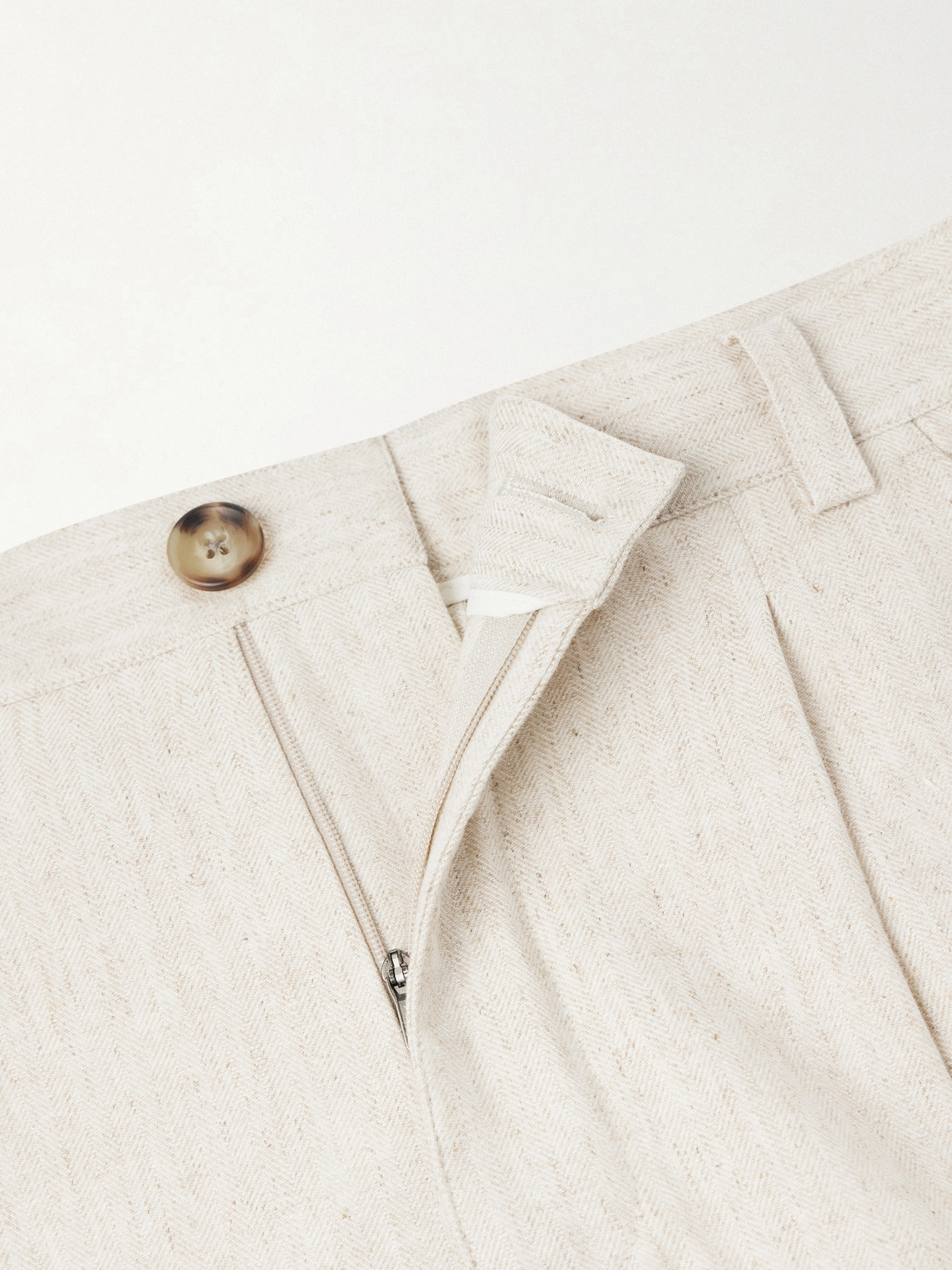Morton Straight-Leg Pleated Cotton And Linen-Blend Trousers