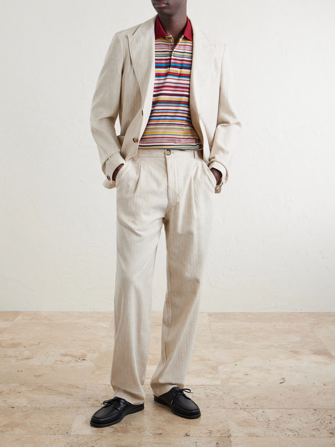 Morton Straight-Leg Pleated Cotton And Linen-Blend Trousers