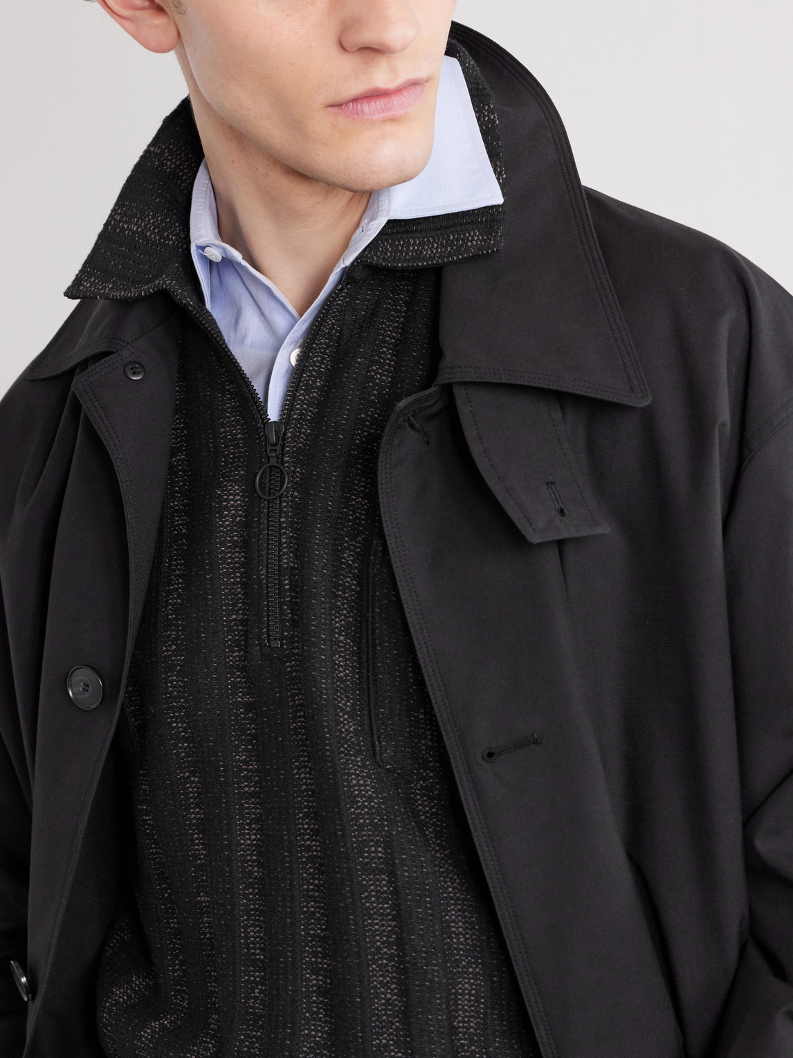 Lorimer Cotton-Blend Jacquard Half-Zip Sweater