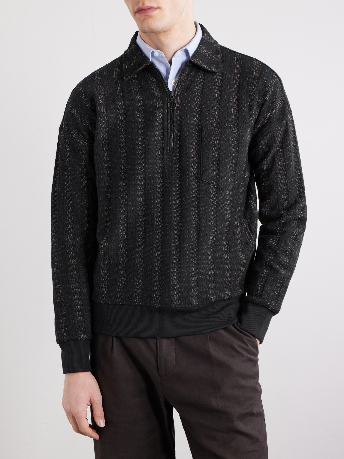 Lorimer Cotton-Blend Jacquard Half-Zip Sweater