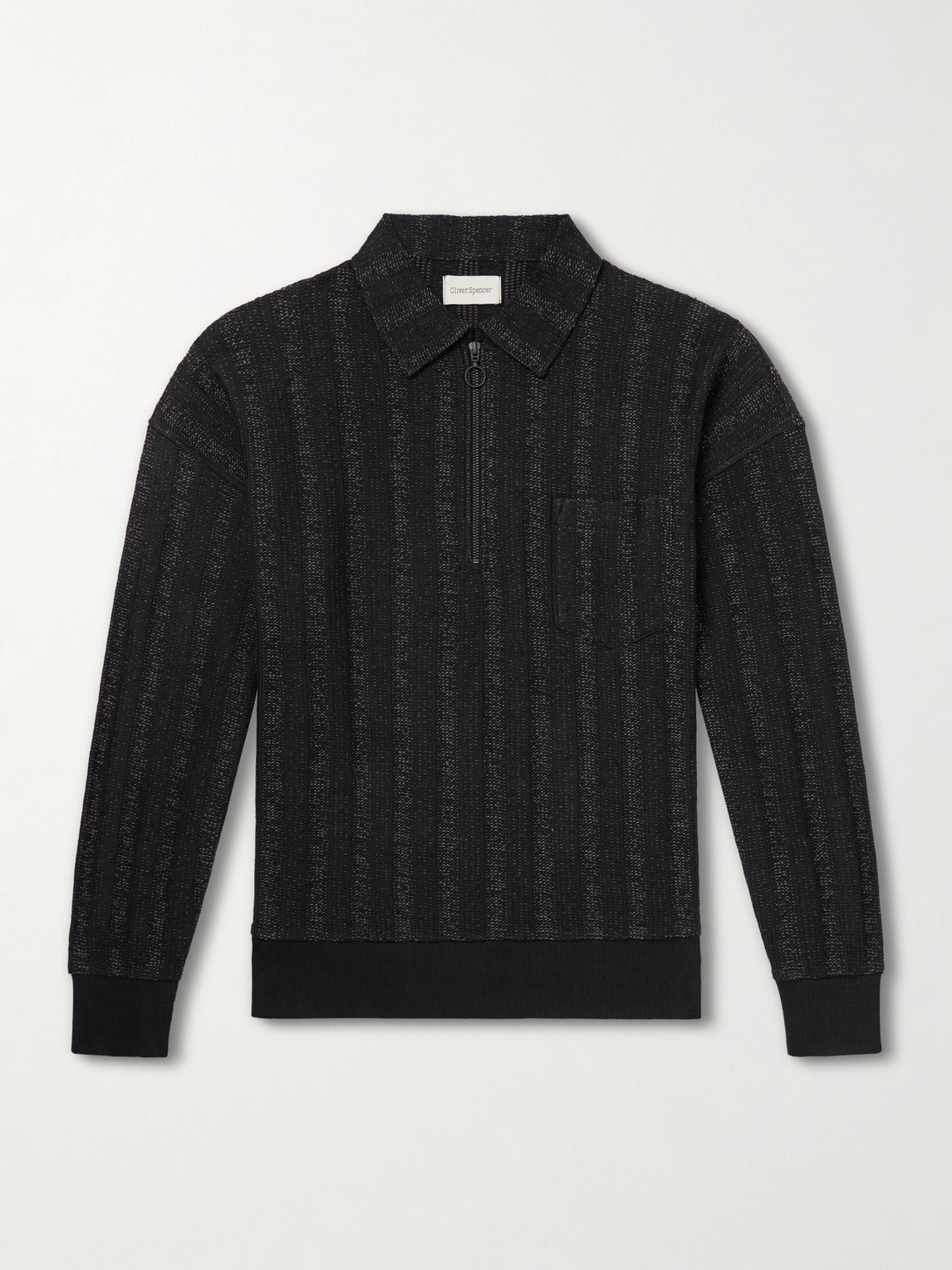 Oliver Spencer Lorimer Cotton-blend Jacquard Half-zip Sweater In Black