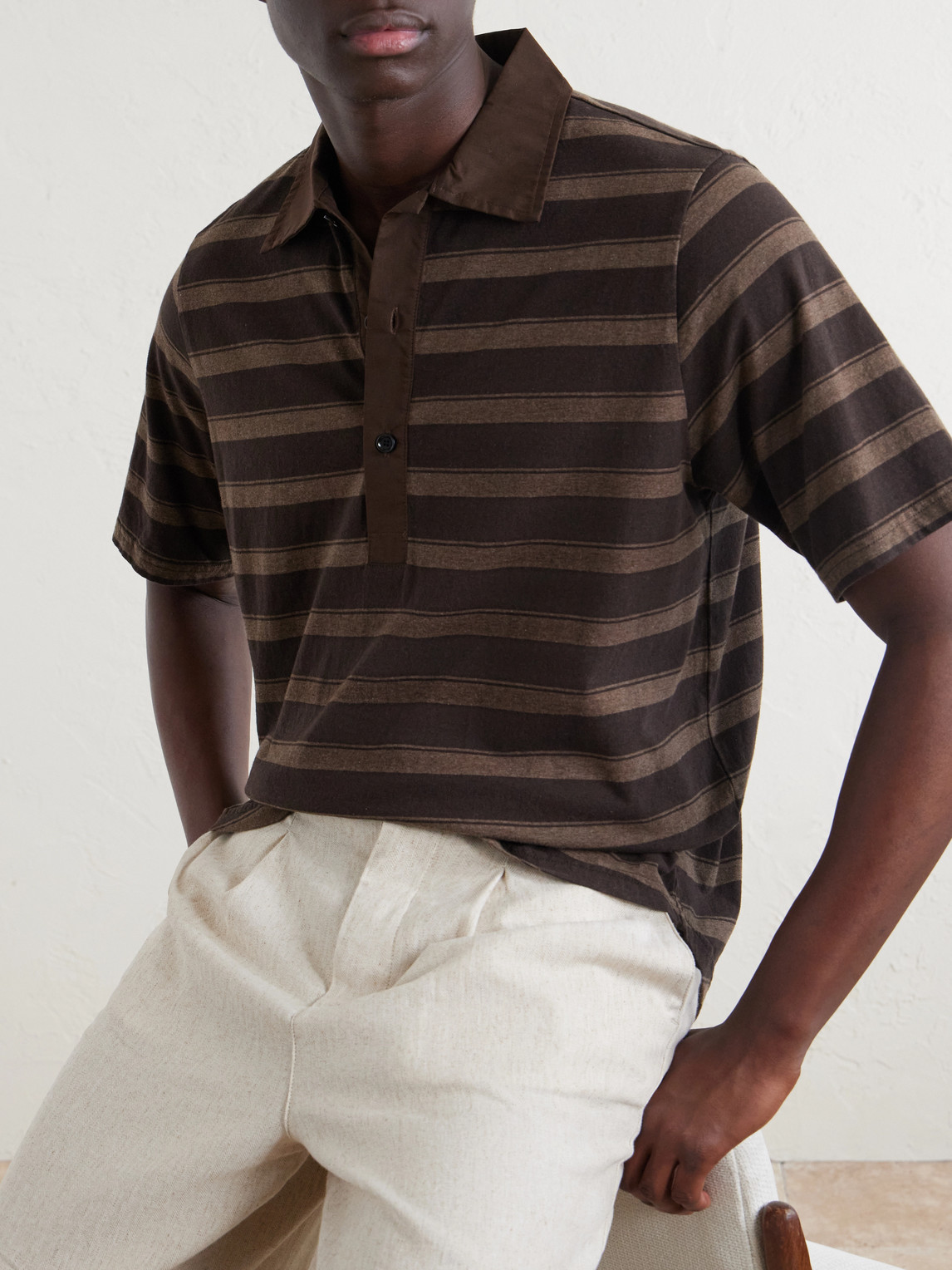 Stanfield Striped Organic Cotton Polo Shirt