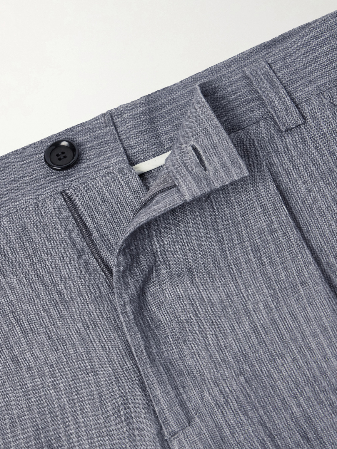 Morton Straight-Leg Pleated Striped Linen Suit Trousers