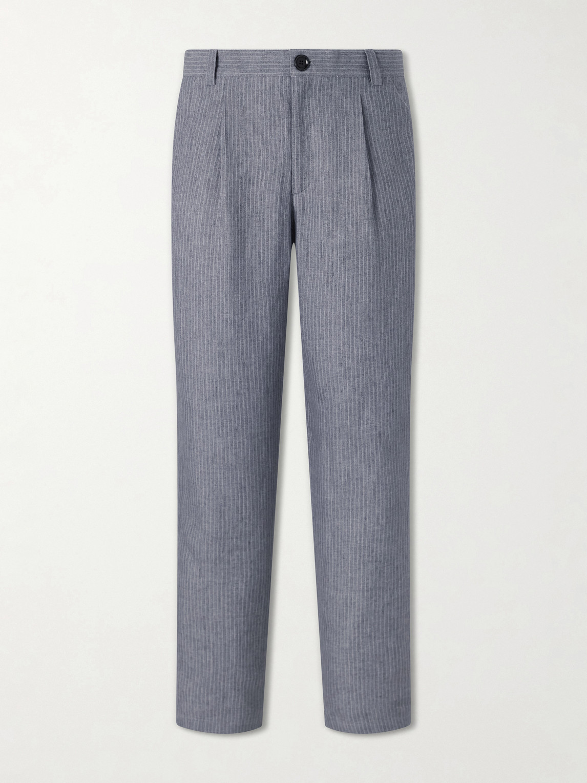 Oliver Spencer Morton Straight-leg Pleated Striped Linen Suit Trousers In Gray