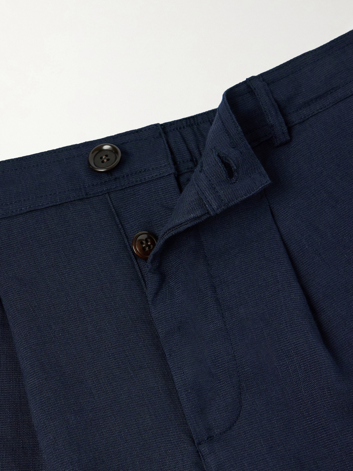 Oxford Straight-Leg Striped Linen Drawstring Trousers