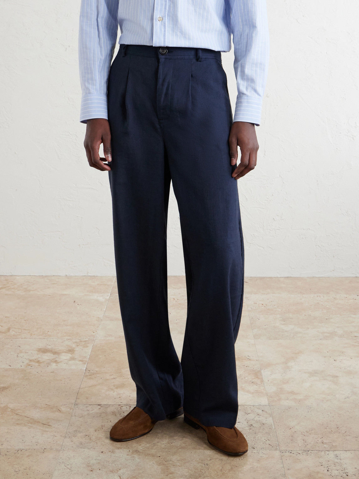  Oliver Spencer - Oxford Straight-leg Striped Linen Drawstring Trousers - Men - Blue - S 