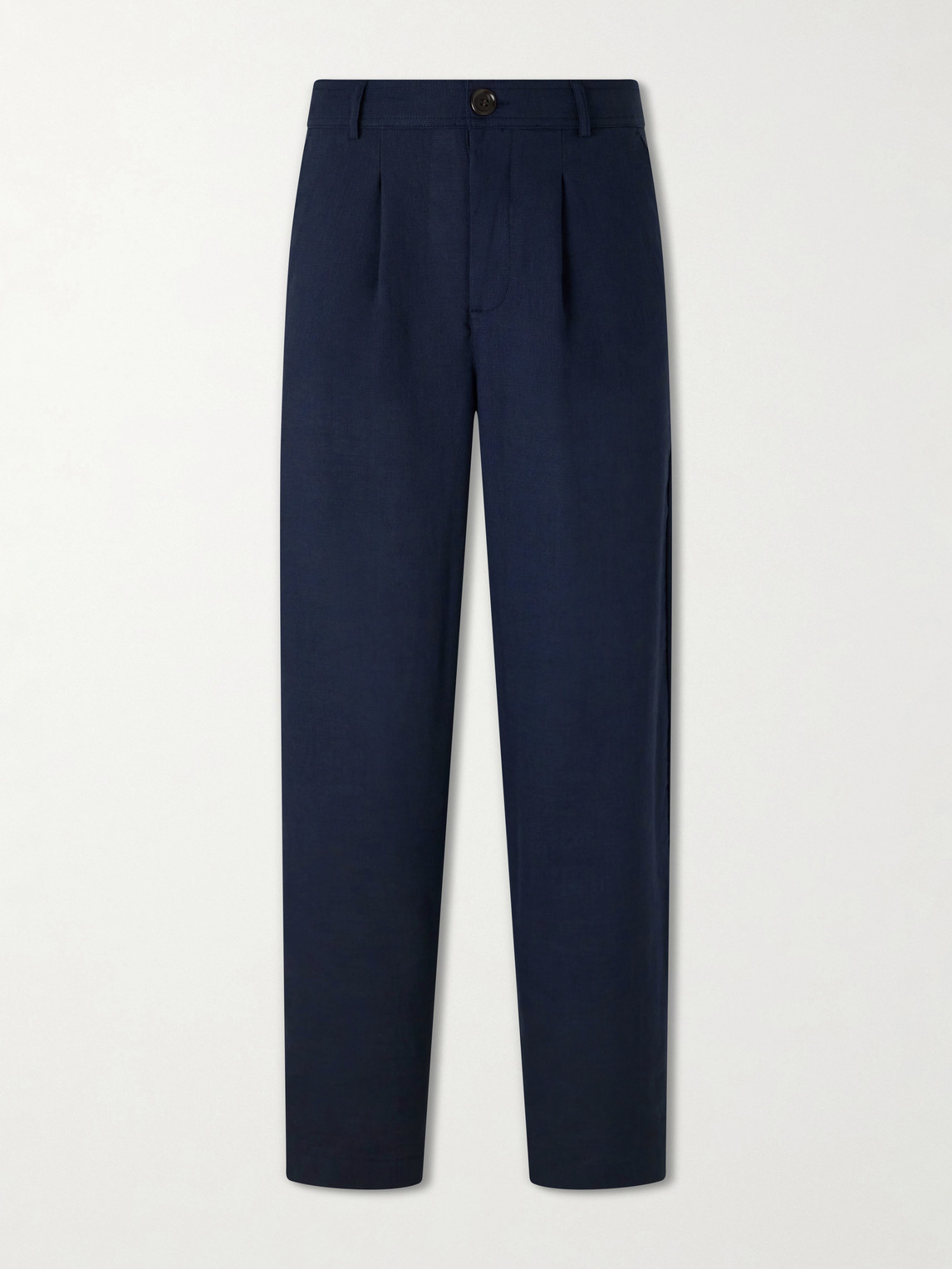 Oliver Spencer Oxford Straight-leg Striped Linen Drawstring Trousers In Blue