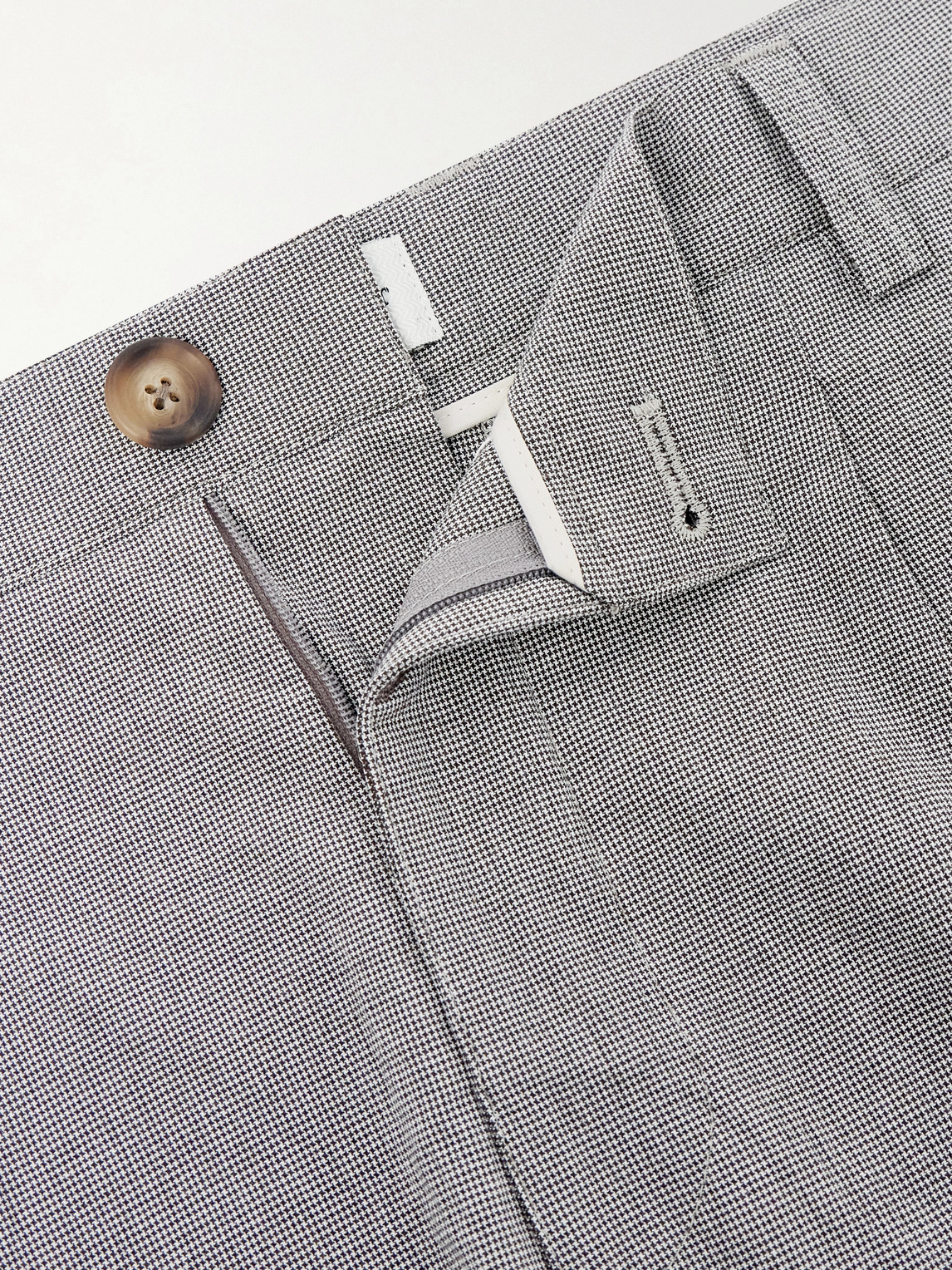 Morton Straight-Leg Pleated Checked Cotton-Blend Suit Trousers